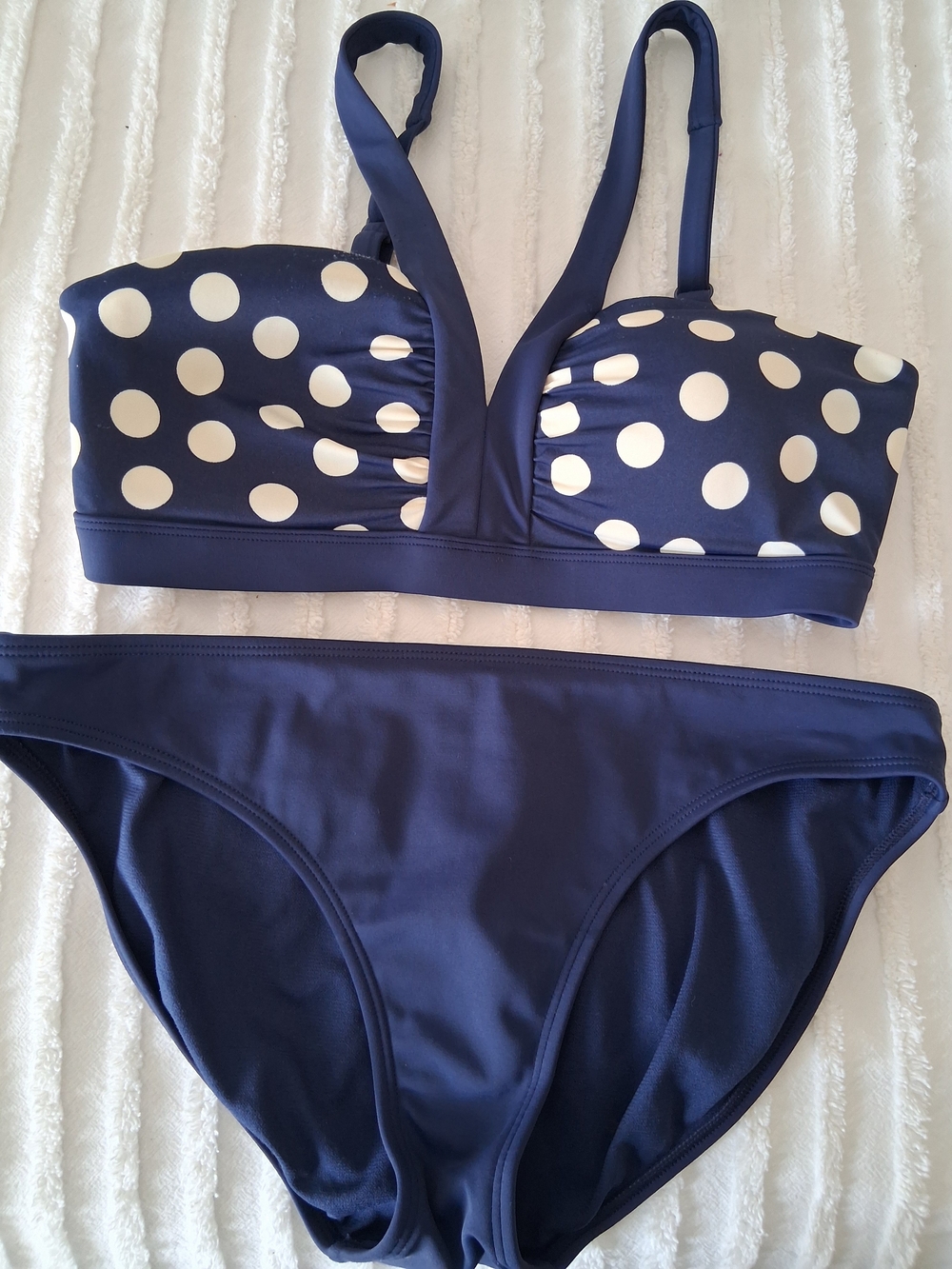Boden Navy and White Polka Dot Bikini Set Size 6 vacation beach